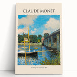 Black and white print of Claude Monet's impressionist artwork on stretched canvas, ideal for kitchen wall art.