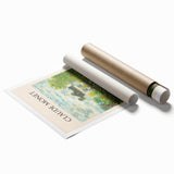 Extra large rolled print of Claude Monet's floral art in soft pastel shades, ideal for classy bathroom wall art.