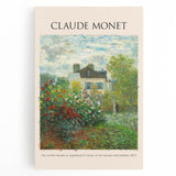 Black and white print of Claude Monet's impressionist artwork on stretched canvas, ideal for kitchen wall art.