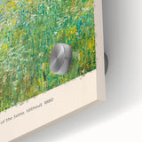 Close-up of a large abstract wall art print by Claude Monet in acrylic.