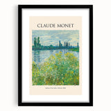 Extra large Claude Monet-inspired abstract art print with vibrant colors and textured design on framed black mat.