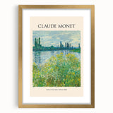 Extra large wall art for living room featuring a textured, abstract print of Claude Monet's paintings in a gold frame.