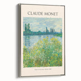 Framed canvas featuring a Claude Monet landscape painting with colorful brushstrokes.