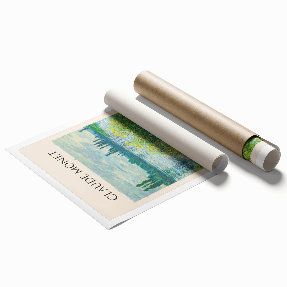Extra large rolled print featuring Claude Monet's floral art in soft pastel shades.