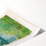 Extra large wall art featuring line art flowers in muted green and white tones on a rolled canvas.