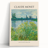 Black and white print of Claude Monet’s artwork on stretched canvas, ideal for kitchen wall art or bedroom ambiance.