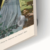 Close-up of a large abstract art print by Claude Monet on acrylic glass, featuring mid-century modernist style.