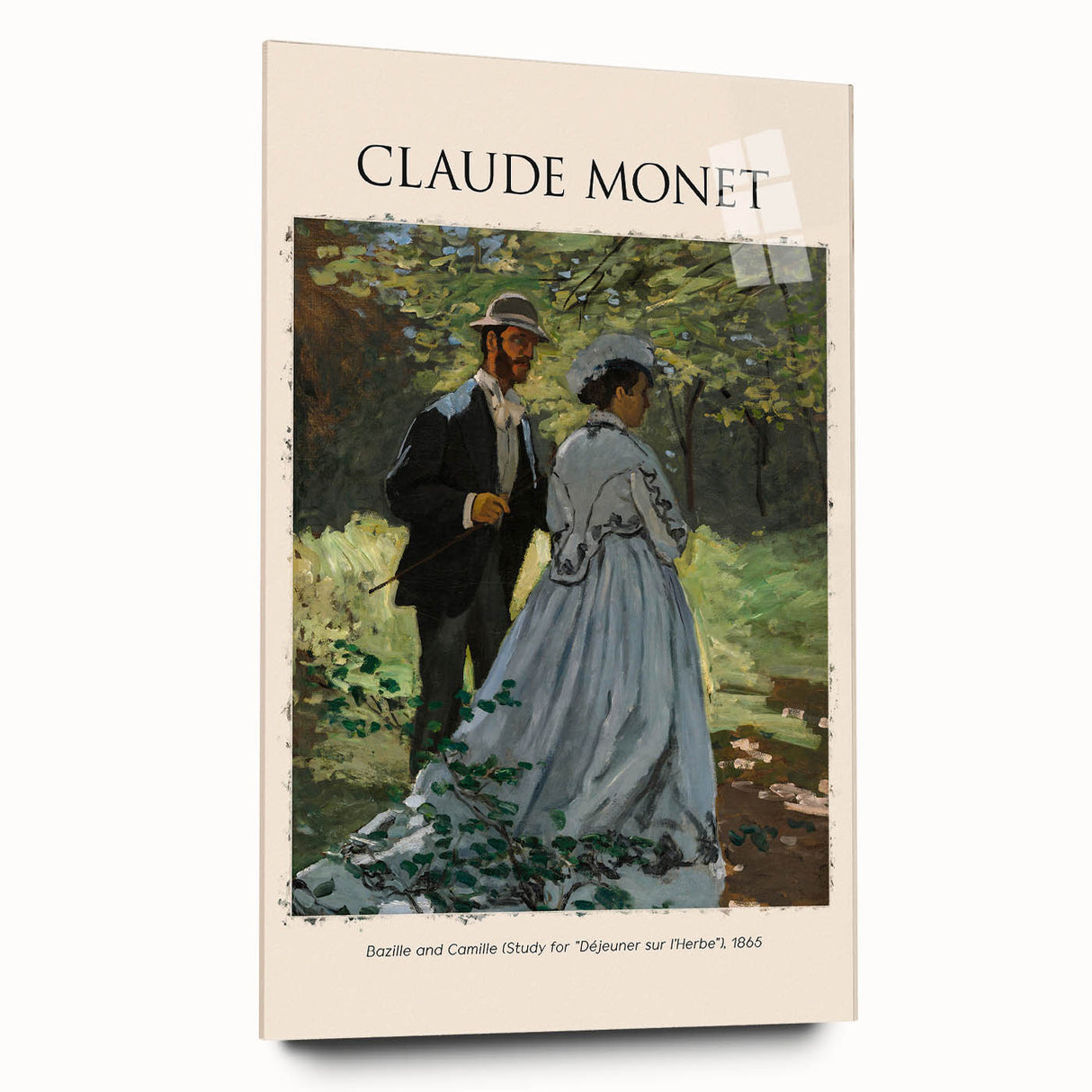 Large abstract wall art by Claude Monet in pastel shades on acrylic, ideal for bedroom or dining room decor.