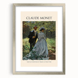 Textured art print of a Claude Monet-inspired abstract scene in pastel shades, framed in silver, ideal for bedroom art.