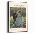 Black and white landscape painting by Claude Monet on framed canvas, ideal for bedroom wall decor.