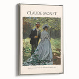 Framed canvas of Claude Monet's landscape art painting with vibrant colors, ideal for adding a vintage touch to any room.