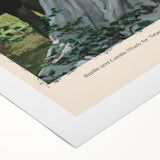 Art deco poster featuring Claude Monet's impressionist style, with soft pastel shades on rolled canvas.