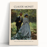 Black and white print of Claude Monet paintings on stretched canvas, ideal for kitchen wall art or bedroom decor.