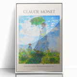 Acrylic print of Claude Monet's artwork in muted green and blue tones, framed in white, suitable for modern art wall decor.