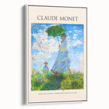 Framed canvas of a Claude Monet vintage poster art, featuring vibrant, colorful brush strokes on a black background.
