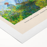 Art deco poster of a serene Claude Monet landscape on rolled canvas, suitable for dining room walls.