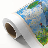 Art Deco style poster of Claude Monet’s work on rolled canvas, featuring soft pastel colors, ideal for nursery wall art.