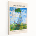 Side view of a Claude Monet-inspired stretched canvas featuring soft pastel water lilies, ideal for kitchen wall art.