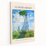 Side view of a Claude Monet-inspired stretched canvas featuring soft pastel water lilies, ideal for kitchen wall art.