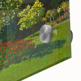 Large abstract art print of Claude Monet's work in mid-century modernist style on acrylic glass.