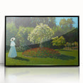 Large abstract wall art depicting a Monet-inspired scene in soft pastel shades on a black framed acrylic.