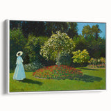 Vintage poster art of Claude Monet's painting on framed canvas, featuring colorful art with black accents.