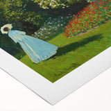 Art deco poster of a Claude Monet painting on rolled canvas, featuring pastel shades, suitable for dining room wall art.