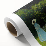 Art Deco-style Claude Monet rolled canvas with pastel shades, ideal for nursery wall art.