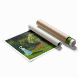 Extra large rolled print of Claude Monet's floral artwork in soft pastel shades, ideal for classy bathroom wall art.