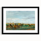 Extra large abstract art print featuring colorful, textured brush strokes on a black framed canvas.