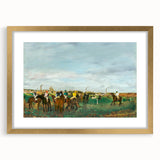 Extra large abstract art print featuring textured strokes in muted earth tones, framed in gold, ideal for living room decor.