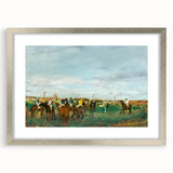 Textured abstract art print of dancers, using soft pastel shades, displayed in a silver frame, suitable for bedroom decor.