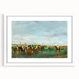 Abstract art print of dancers in pastel shades on a white framed canvas, suitable for bedroom or dining room decor.
