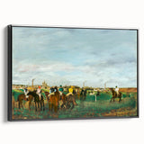 Black and white framed canvas featuring a vintage Edgar Degas landscape painting, ideal for bedroom wall art.