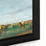 Close-up of a textured Edgar Degas impressionist painting on a black framed canvas.