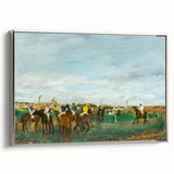Vintage poster art of a colorful landscape painting on a black framed canvas, ideal for living room decor.
