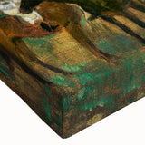 Large art depicting a black and white landscape painting on stretched canvas, ideal for bedroom wall decor.