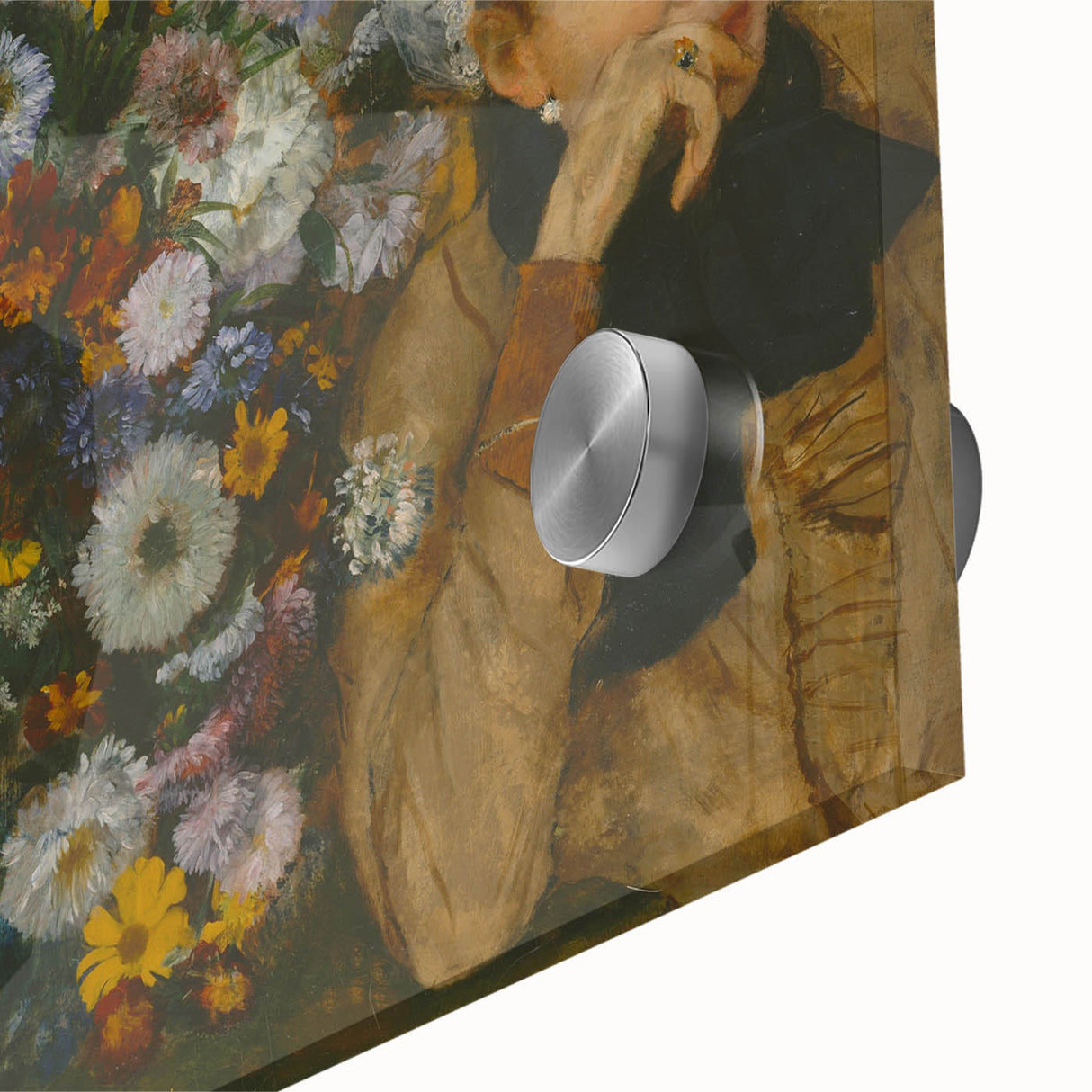 Large abstract wall art by Edgar Degas in mid-century modernist style, featuring muted pastel shades on acrylic glass.