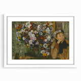 Abstract art print of a ballet dancer, using muted pastel shades on a white framed canvas.