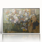 Acrylic print of Edgar Degas's dancers in pastel shades, framed in white, ideal for nursery wall art.