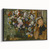Black and white Edgar Degas vintage poster art on framed canvas, featuring a landscape painting, ideal for bedroom decor.