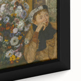 Close-up of a framed canvas featuring Edgar Degas-inspired textured black wall art with colorful accents.