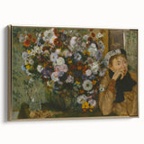 Framed canvas of Edgar Degas' impressionist landscape painting in shades of black and gold, ideal for bedroom wall art.
