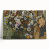 Black and white print of Edgar Degas' dancers on stretched canvas.