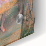 Mid-century modernist art of abstract forms in cool blue and green hues on acrylic glass, ideal for dining room art.