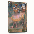 Side view of an Edgar Degas-inspired acrylic print featuring dancers, in muted pastel tones.