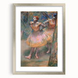 Textured art depicting an abstract dancer in muted blue and gray tones, framed in silver, ideal for bedroom decor.