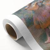 Art deco poster of a ballet scene in soft pastel shades on rolled canvas, ideal for nursery wall art.