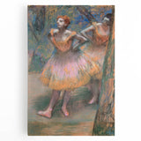 Black and white print of Edgar Degas' dancers on stretched canvas, suitable for kitchen wall art.