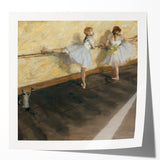 Extra large wall art print of Edgar Degas' dancers in pastel shades on glossy photo paper, ideal for dining room decor.
